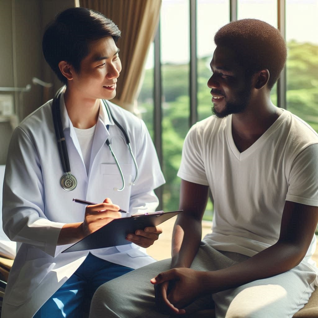 a doctor treating the patient