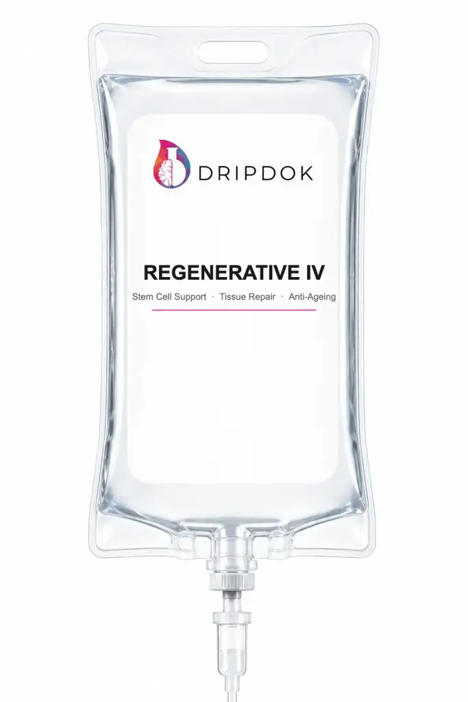 Regenerative IV drip bag Bali — DRIPDOK stem cell support tissue repair anti-ageing IV therapy
